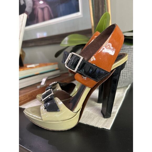 Marni Leather Colorblock Peep Toe Sandals Multicolor Womens Size 36.5 - Picture 3 of 11